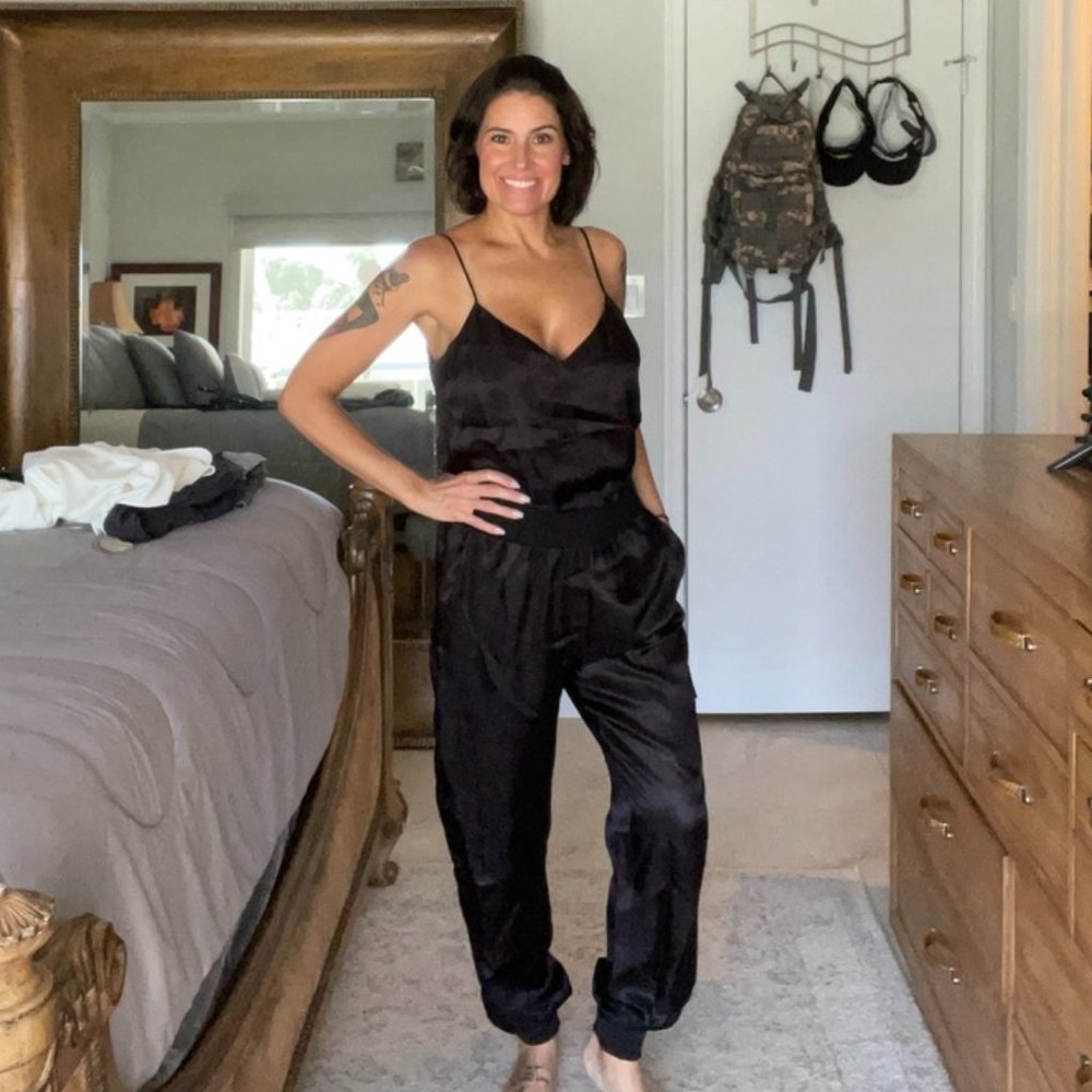Amia Twill V-Neck Jumpsuit